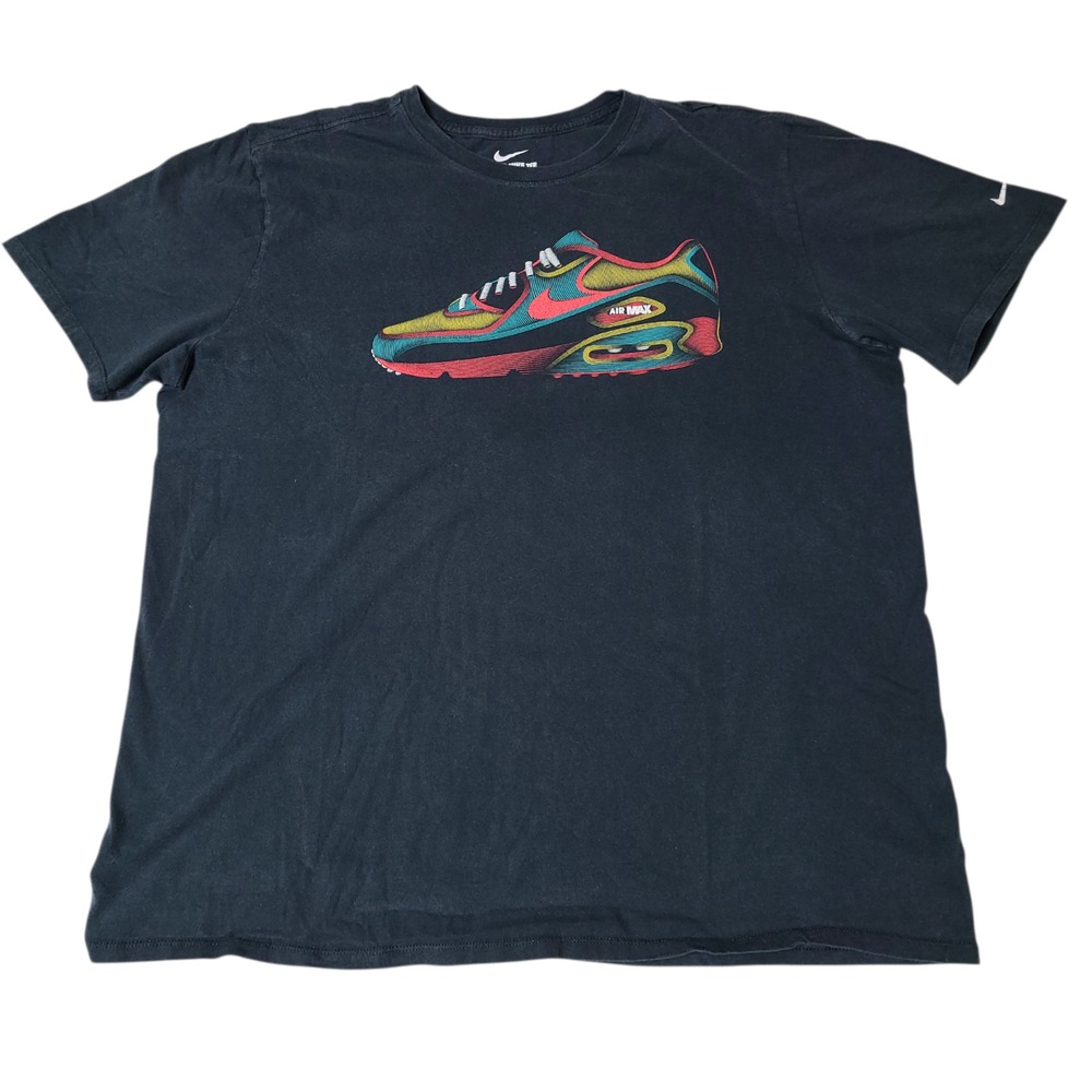 Nike Mens Tee Air Max AM 90 Black Size XL Faded Sneaker Shoe Logo Retro